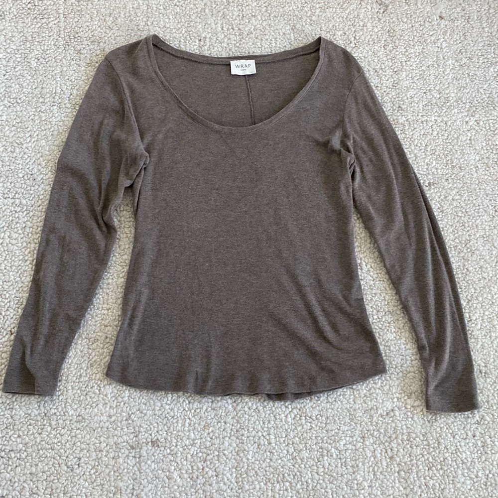 Wrap of London Long Sleeve Tencel/Cotton Tee - Size 10 Almond Brown